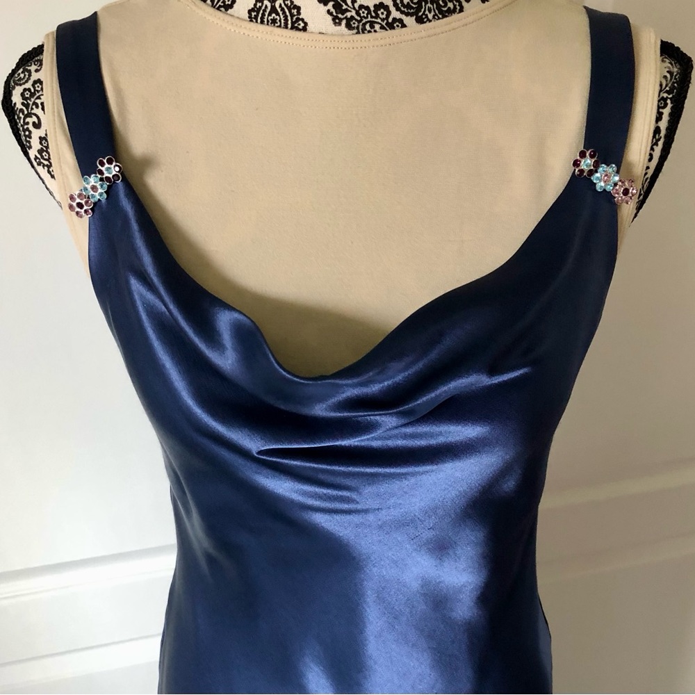 Nieman Marcus ABS Allen Schwartz EXC Y2K/20s 30s Sapphire bias cut gown Size 6 - Picture 15 of 15